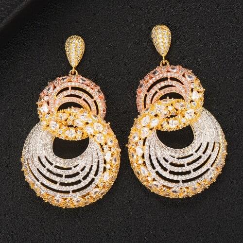 LARRAURI Luxury Waterdrop Long Dangle Earrings For Women Wedding Cubic Zircon Crystal CZ Dubai Bridal Earrings Fashion Jewelry