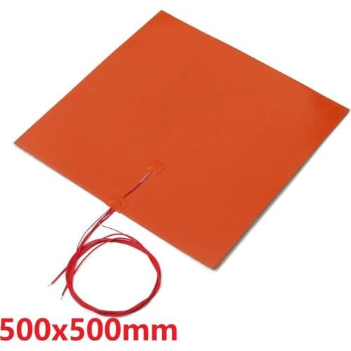Silicone Heater 500X500mm 1600W w/ NTC 100K Thermistor, Silicone Heater Huge Mega 3D Printer Heater,Heatbed Heating Pad