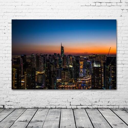 Modern Painting Buildings City Lights Skycrapper Picture Canvas Wall Art Posters and Prints for Living Room Decor