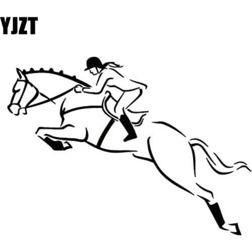 YJZT 17CM*12.3CM Jockey Horse Race Polo Jump Horseback Decorative Stickers Creative Cartoon Car Sticker Accessories C31-0267