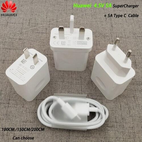 Huawei 5V4.5A USB Supercharge Fast Charger 22.5W Adapter 5A Type C Cable For Mate 20 30 Pro 20 X P20 Pro P9 P10 Plus Honor 10 20