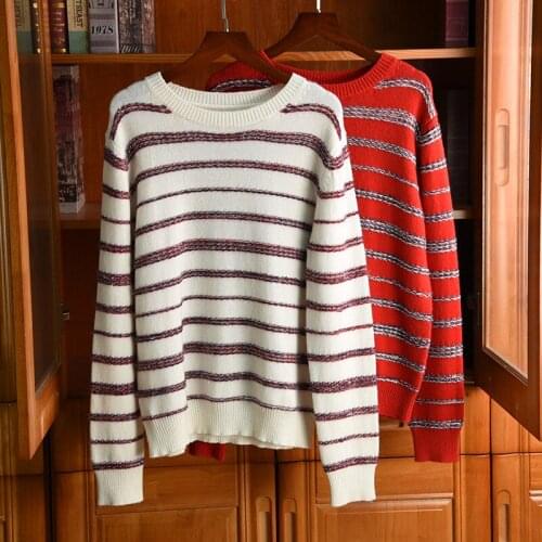 France style womens high quality cashmere stripe Sweaters 2020 Spring fashion brand new design loose pullovers sweater B675