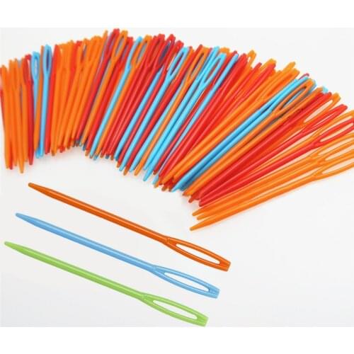 100 Pcs/Set DIY Plastic Needles Tapestry Sewing Wool Yarn Children Crochet Tool Children Colorful Plastic Needle