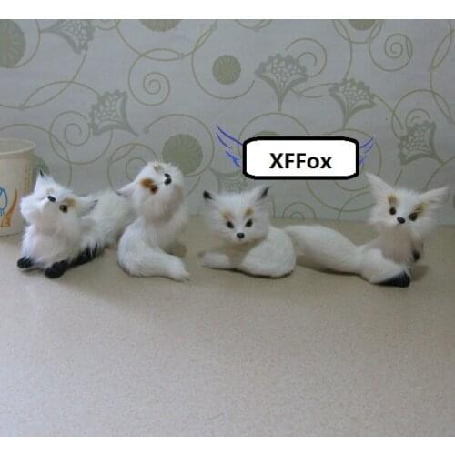 4 pieces a set real life cute fox models plastic&furs white fox dolls gift about 9-13cm xf1695