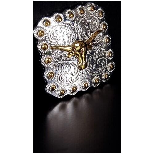 5pc 35*35mm AMERICAN TEXAS WESTERN COWBOY COWGIRL SADDLE LONGHORN ROUND BERRY CRAFT SILVER GOLD CONCHOS SCREW BACK