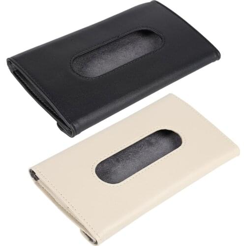 PU Leather Auto Car Tissue Holder Sun Visor Tissue Box Holder Paper Napkin Cover Auto Storage Accessories