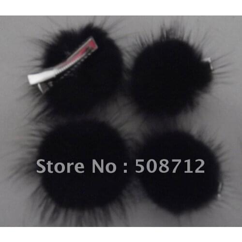Free shipping!!!! black color 30mm mink ball jewelry hair alligator clip