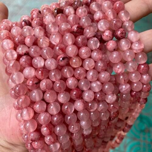 4/6/8/10/12mm Natural Red Quartzs Crystal Beads For Jewelry Making Round Loose Stone Beads DIY Bracelet Necklace Strand 15