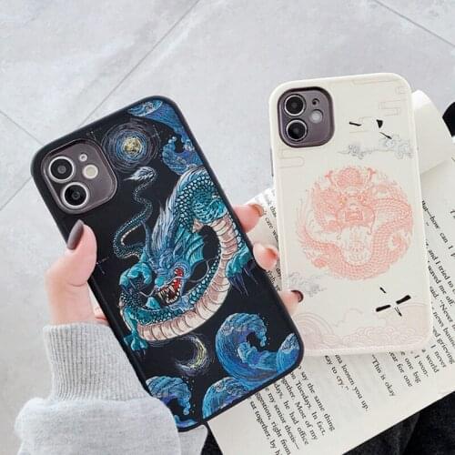 Electroplated Lens Protection Matte Phone Case For iphone 11 12 Mini Pro XS MAX X XR SE 2020 7 8 Plus Dragon Soft Silicone Cover