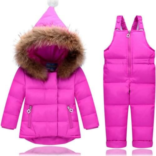 Kids Ski Suit Infant Boys Girls Warm Duck Down Parka Jacket Coat + Bib Pants Snow Wear Winter Children Overalls Clothing Sets