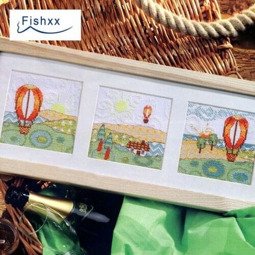 Fishxx Cross Stitch Kit European magazine series Crazy101-1 abstract hot air balloon cartoon three warm pattern