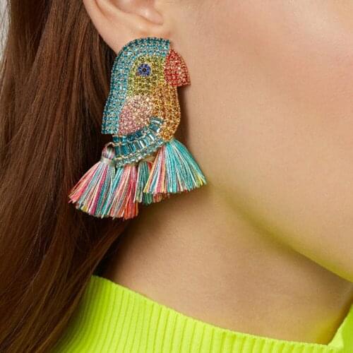 Hot Selling Creative Ethnic Style Tassel Earrings New Animal-Shaped Bird Earrings