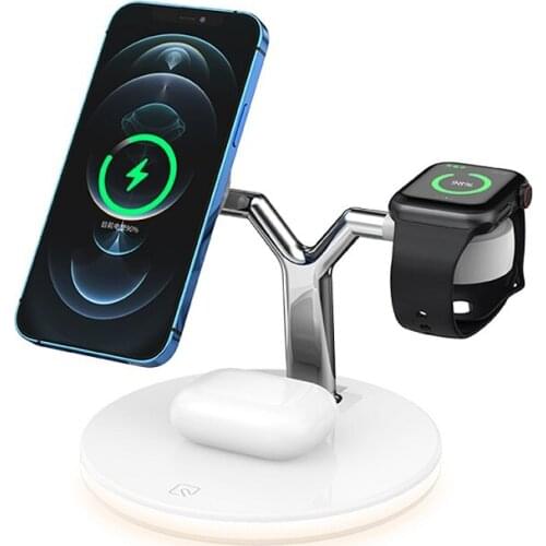 3 in 1 Magnetic 15W Wireless Fast Charging Station For Mags afe For IPhone 12 Pro Max Chargers For Apple Watch Airpods