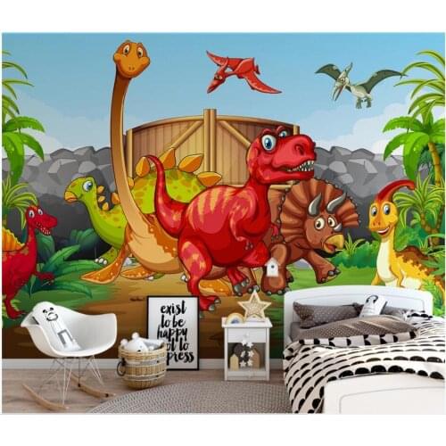 WDBH Custom mural 3d photo wallpaper Cartoon cute dinosaur park childrens home decor 3d wall murals wallpaper for living room