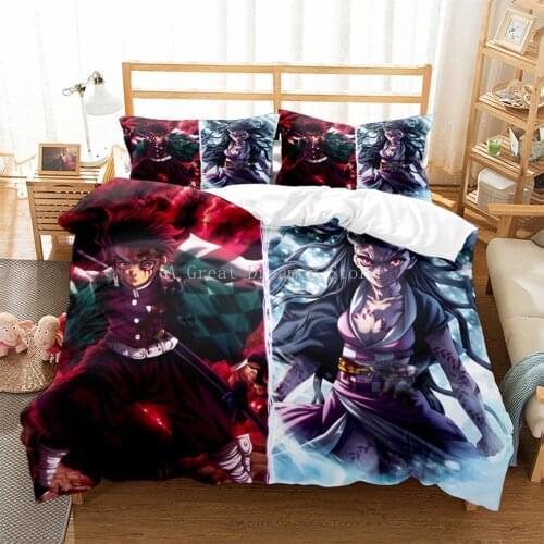 New Anime Demon Blade Bedding Set Demon Slayer Duvet Cover 3D Print Japan Cartoon Anime Bed Quilt Cover Pillowcase (No Sheet)