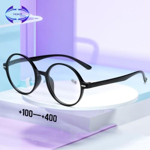VCKA Women Round Reading Eyeglass Men Vintage Reading Glasses Weight With plastic Hinge Easy To Carry Eyewear +1.00 to +4.00