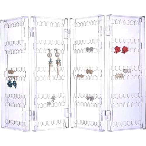Earring Holder Organizer 256 Holes 5 Tiers Stud Earring Organizer 4 Doors Foldable Jewelry Holder Acrylic Earring Display Stands