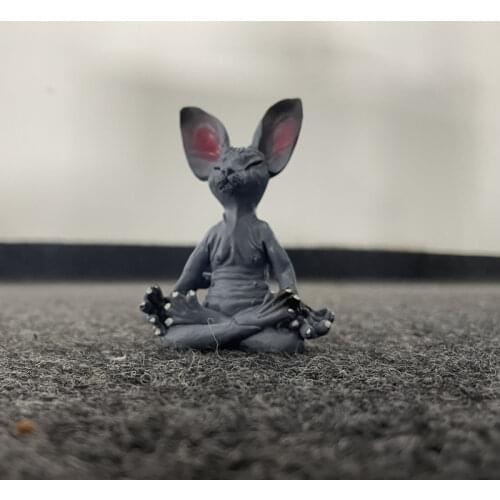 Whimsical Buddha Sphynx Cat Figurine Meditation Yoga Happy Cat Decor Art Sculptures Outdoor Garden Statues Figurines