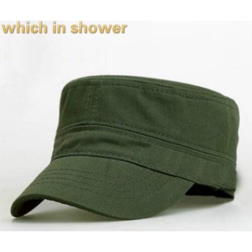 Which in shower solid military hat for women men cotton blank army cap adjustable summer flat cap male female snapback sun bone
