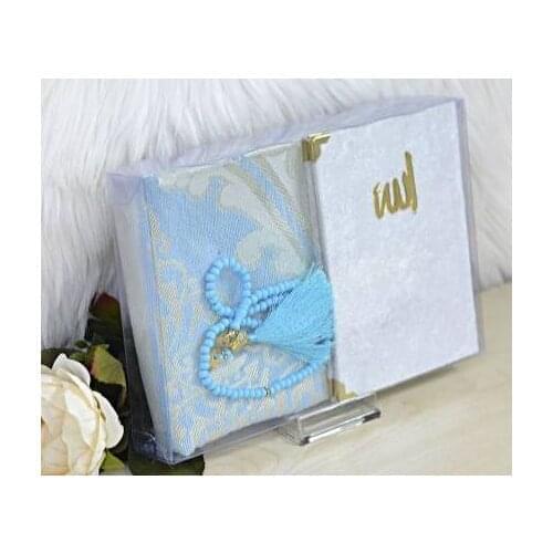 Blue Black Prayer rug set muslim prayer carpet portable simply print in the pouch with compass travel mat Yasin Sharif rosary