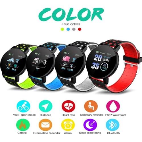 119Plus Smart Watch Blood Pressure Monitor Round Men Women Smartwatch Fitness Tracker Waterproof Sport Wristband For Android IOS