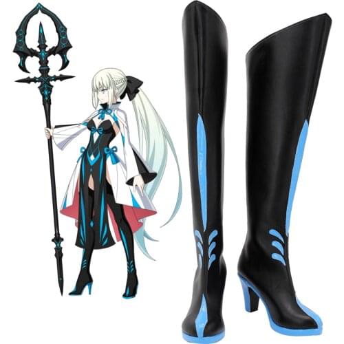 Fate Grand Order FGO Morgan Le Fay Cosplay Boots High Heel Black Shoes Custom Made