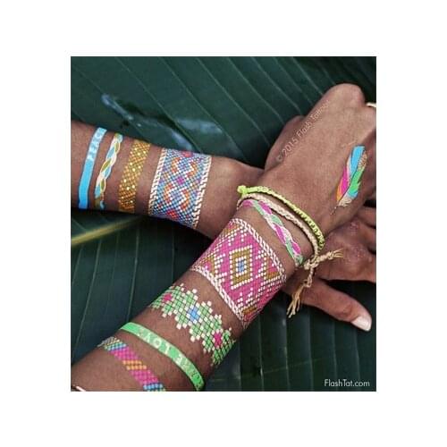 Waterproof Temporary Tattoo Sticker colorful metallic gold necklace Bracelets tatto stickers flash tatoo fake tattoos for girl