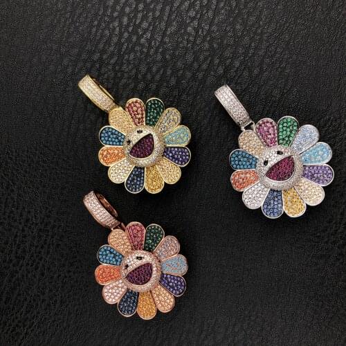 Iced Smile Rotating Sunflower Pendant