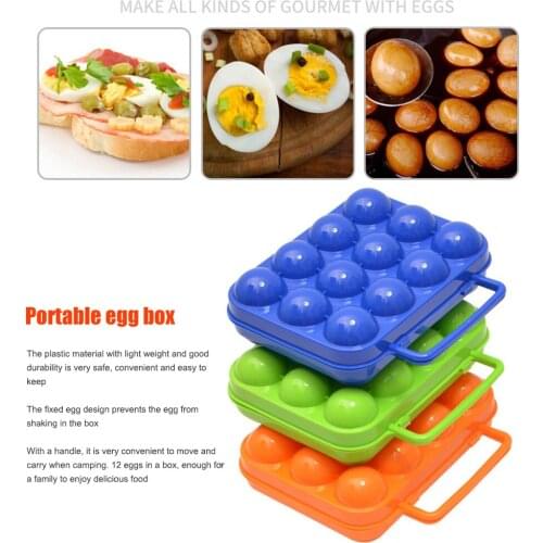 12 Grid Egg Storage Box Portable Plastic Egg Tray Holder Container for Outdoor Camping Picnic Eggs Case Kitchen Organizer
