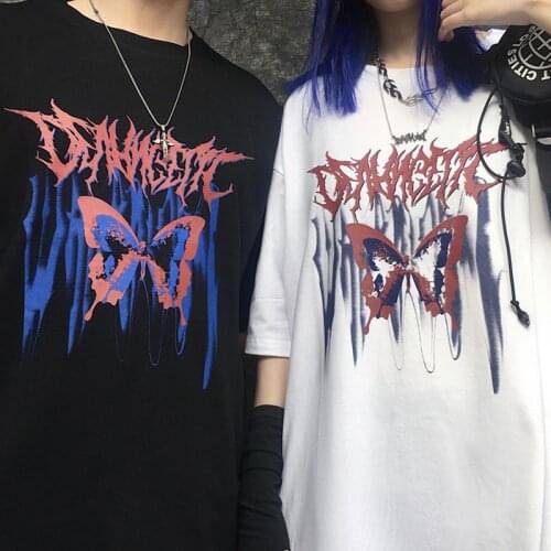 Harajuku Goth Women T-Shirts Kawaii Short Sleeve Tops Korean Styles Anime Graphics Print Dropshipping Vintage Plus Size Clothes