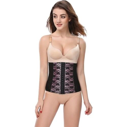 Women Spell Color Embroidery Printed Lace Corset Bustier Steel Bone Slimming Waist Support Espartilho Gaine Ventre Plus Size