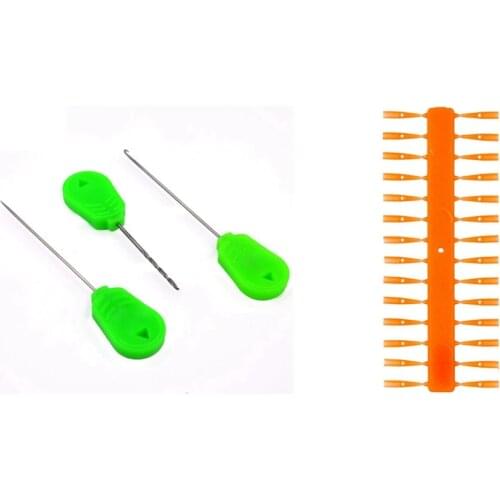 1 Set Carp Fishing Stringer Needle Rigging Bait Needle Kit & 10Pcs Carp Fishing Bait Quick Stop -UP Pellet Stopper