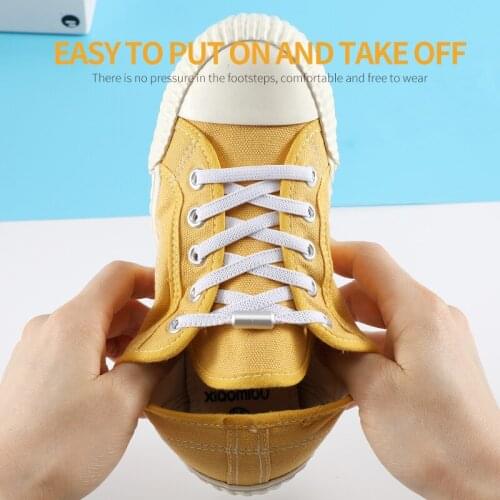 1Pair New Flat Elastic Locking Shoe Lace No Tie Shoelaces Quick Lazy Laces Kids Adult Unisex Sneakers Strings