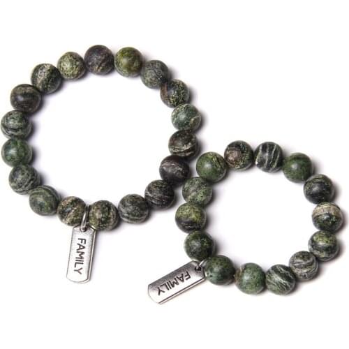 10MM 12MM Natural lava wood jaspers stone beads family charm bracelet couples lovers friendship partner jewelry for women men