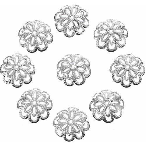 100pcs/200pcs 10mm/12mm Gold/Copper/Silver Plated Hollow Flower Findings Cone End Beads Cap for Jewelry Making Accessories DIY