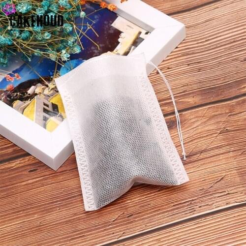 100 Pcs Disposable Tea Bags Filter Bag For Tea Infuser Food Grade Non-woven Fabric Drawstring Sealing Spice Filters Teabags
