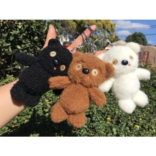 12pcs TIM cute Keychain Tim bear Bobs Plush Stuffed Doll toys Kids gift Small Teddy bear black white Brown Pendants for bags