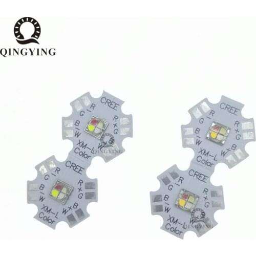 2pcs 10w Cree XM-L RGBW RGBWW RGB White/ Warm White 5050 High Power LED 4 Chips With 20mm Aluminum Star PCB Heatsink