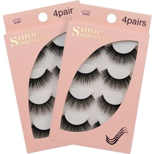 4Pairs/box Natrual Mink Eyelashes Natrual Long 3D Mink Lashes 100% Cruelty Free False Eyelashes Reauable Makeup 3D False Lashes