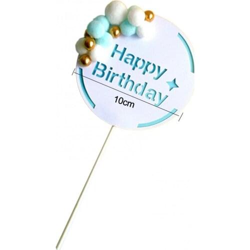60%HOTHappy Birthday Letter Cake Topper with Fuzzy Balls Birthday Party Cupcake Decor