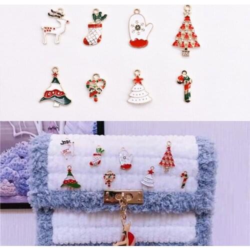 8pcs/Lot Christmas Tree Diy Handmade Oil Enamel Charms Design for Jewelry Making Earring Bracelet or Necklace