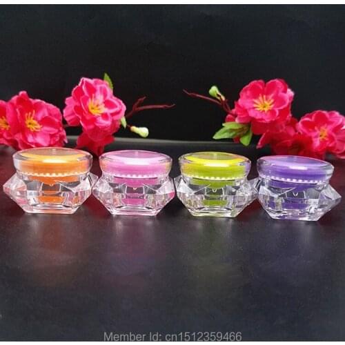 5G 5ML Acrylic Jar Diamond Model, Cosmetic Skin Care Cream Lotion Sample Container, Colorful Empty Jar, 50pieces/lot