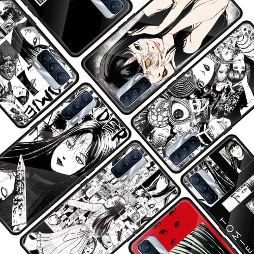 Junji Ito Tomie for OPPO Realme 7i 7 6 5 Pro C3 XT A9 2020 A52 Find X2Lite Luxury Tempered Glass Phone Case Cover