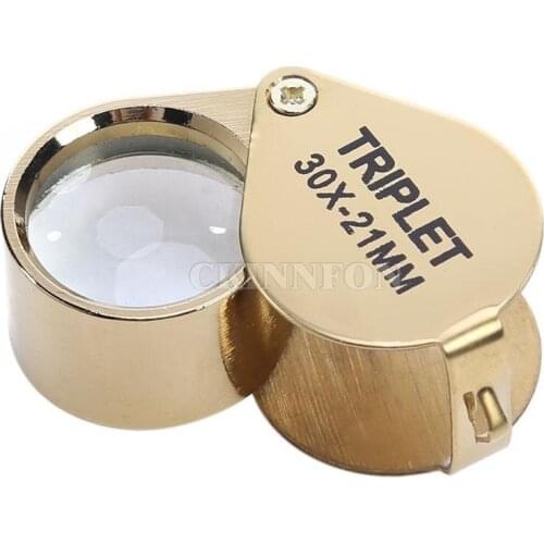 DHL 500PCS 30X 21mm Portable Metal Folding Jewelry Magnifying Glass Loupe Magnifier--Golden (Color: Gold)
