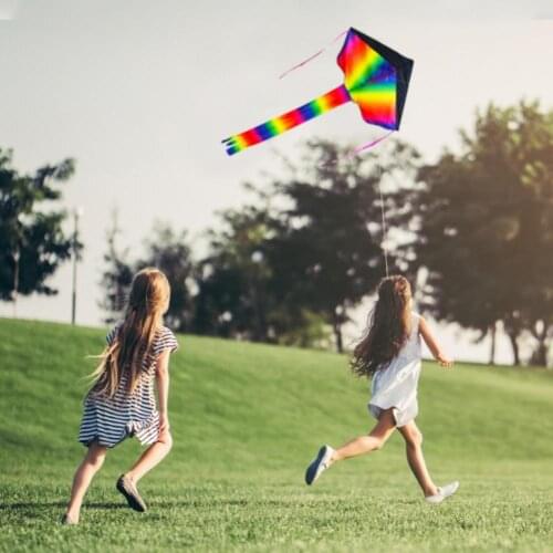 Gradient Rainbow Kite Black Head Triangle Color Stripe Kite Childrens Educational Toys Outdoor Leisure Entertainment Games