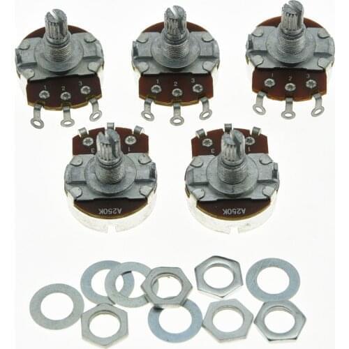 KAISH 5x A250K Large Audio Guitar Pots 15mm Short Split Shaft 250K Potentiometers