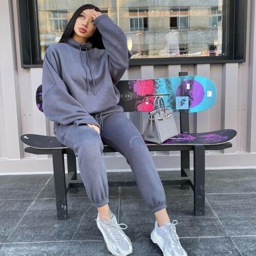 Drawstring Small Loose Fleece Warm Earth Color Sweater Suit