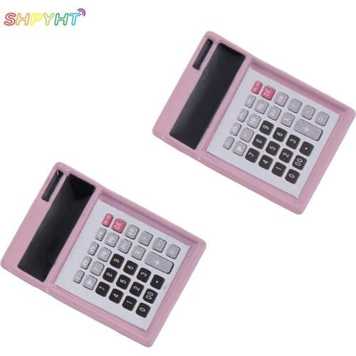 2PCS 1:12 Dollhouse Miniature Mini Pink Calculator Model Doll Accessories Toy High Quality