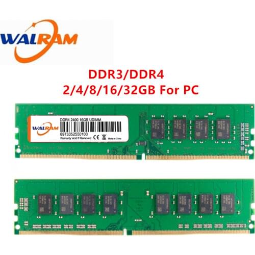 WALRAM DDR3 DDR4 4gb 8GB 16GB 32GB Memoria Ram 1600 2133 2400 2666 3200MHz Memory Desktop Dimm Ram For PC High Performance