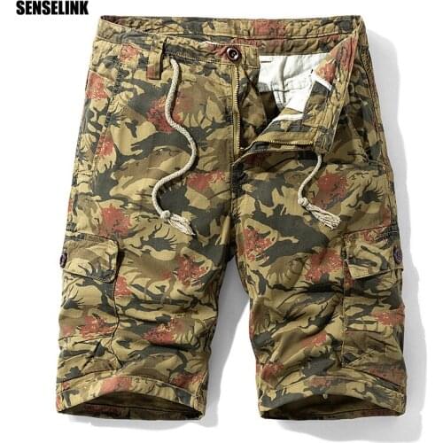 Mens Shorts Casual Fashion Military Cargo Multi Pocket Shorts Summer 2021 Cotton Army Camouflage Brand Tactical Shorts Plus Size